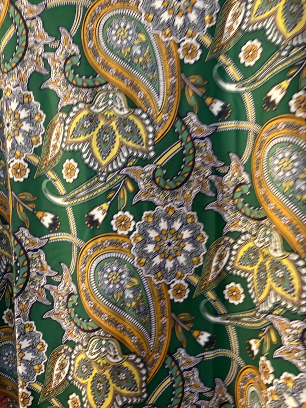 MWT- 2XL Gold Paisley 3/4 Sleeve Tunics Dressy Casual Loose Blouses Swing Flare - Picture 9 of 10